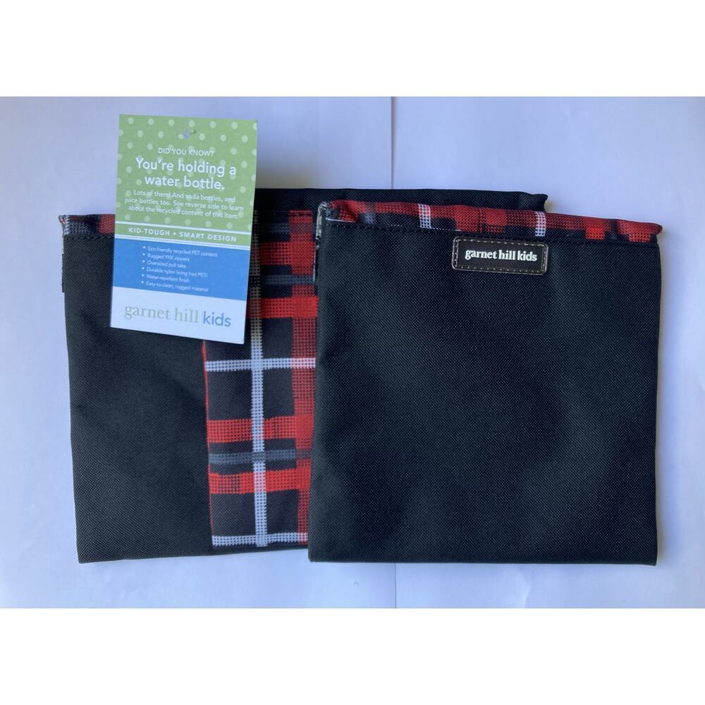 2 Garnett Hill Kids Boys Girls Unisex Sandwich or Snack Bags NEW Plaid Gift